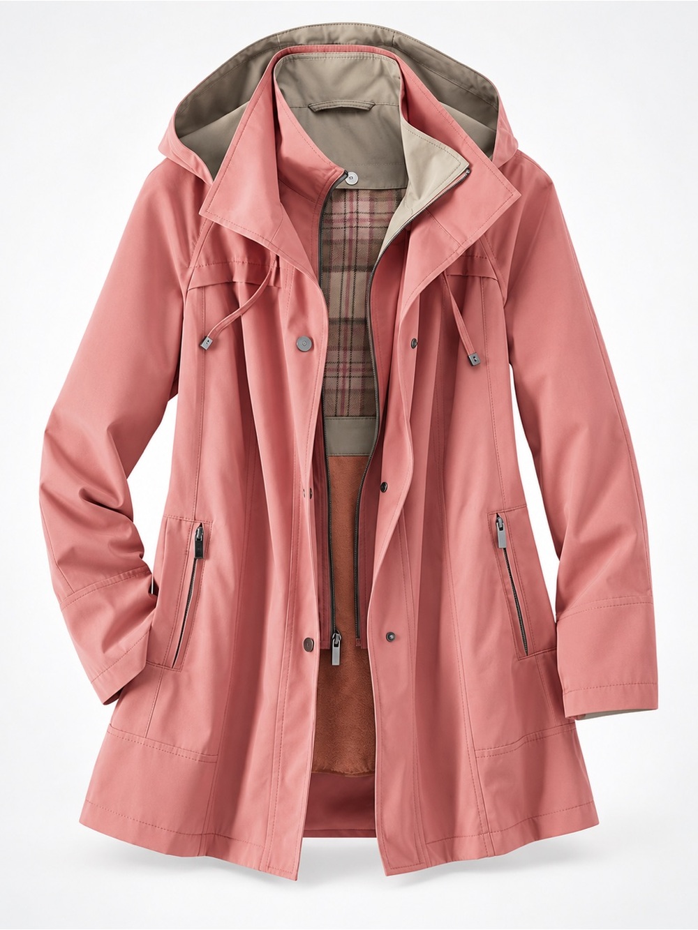 Coldwater Creek All-Season Jacket Pink Quartz Hooded Coat Size S